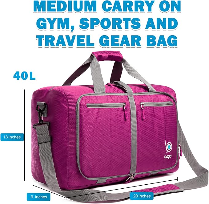 Bago Foldable Duffel Bags for Traveling Women & Men - 40L Sports Packable - Image 7