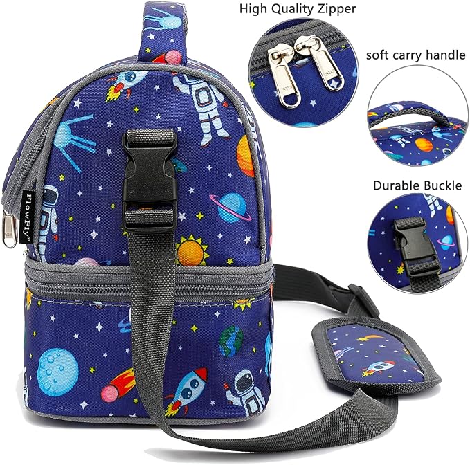 FlowFly Kids Double Decker Cooler Insulated Lunch Bag Large Tote - Image 4