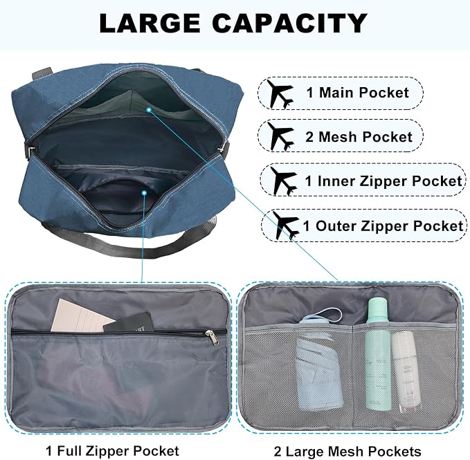 Foldable Carry on Luggage Bag 22x14x9 Personal Item Bag - Image 3