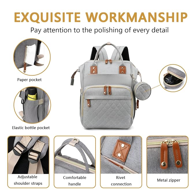 Baby Diaper Bag Backpack with Changing Station Travel Waterproof 3 in 1 - Image 5