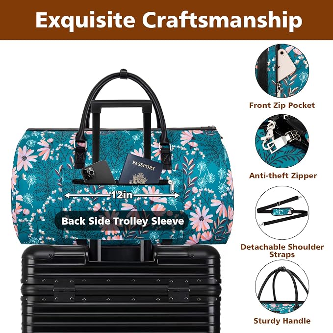 Garment Bag for Travel Convertible Carry On Garment Bag Large Travel Duffel - Image 3