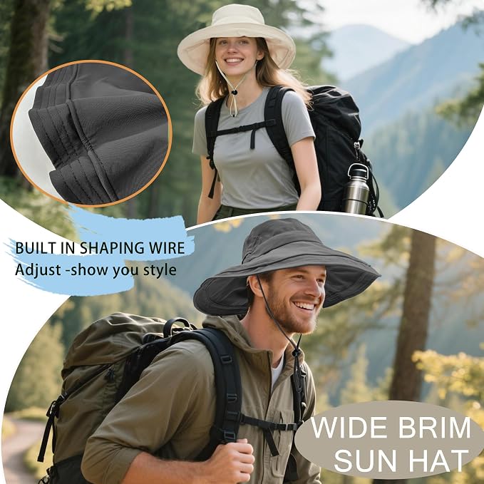 Sun Hats for Women Men UV Protection Wide Brim Bucket Hat - Image 4