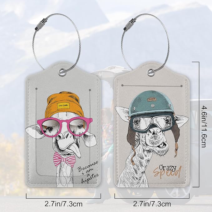Funny Giraffe 2 Pack Luggage Tag - Image 2
