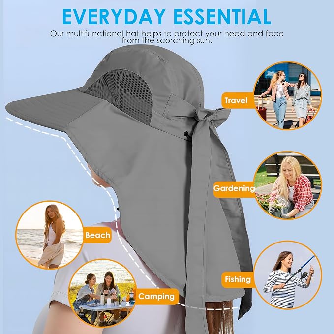 Womens Sun Hat UV Protection, Foldable Waterproof Wide Brim Bucket Hats - Image 4