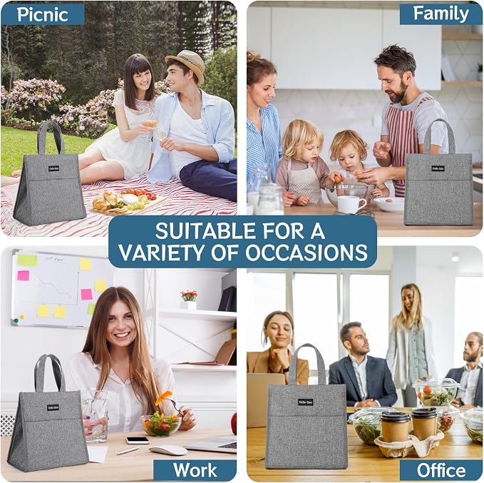 Della Gao Insulated Lunch Bag for Women Men, Waterproof Small Lunch Tote Lunch - Image 7