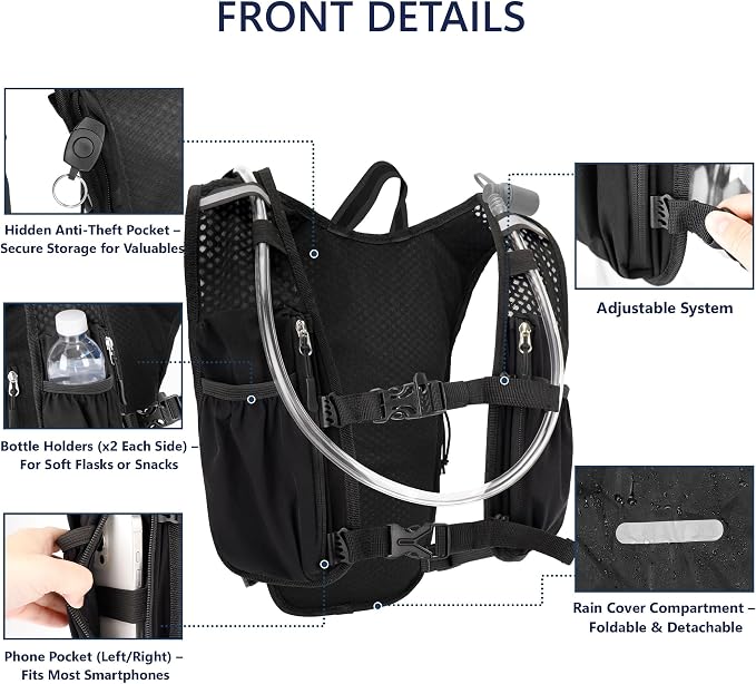 Zavothy Hydration Running Vest for Men & Women – Lightweight 1.5L Hydration Pack - Image 3