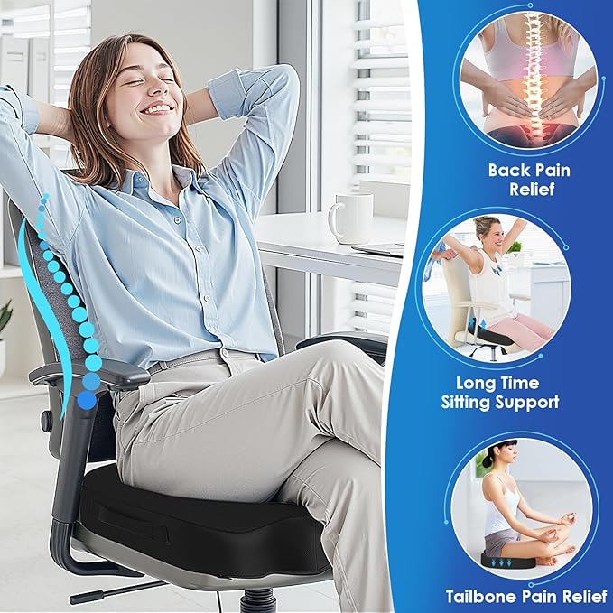 TushGuard Seat Cushion for Office Chair Memory Foam Non-Slip Cushion Back - Image 5