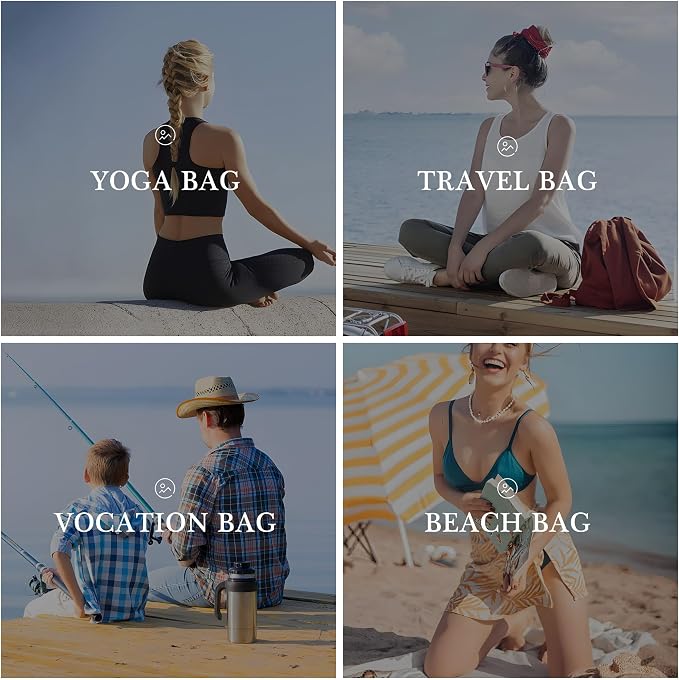 YOOLIFE Initial Canvas Waterproof Beach Tote Bag Zipper Personalized Gifts - Image 7