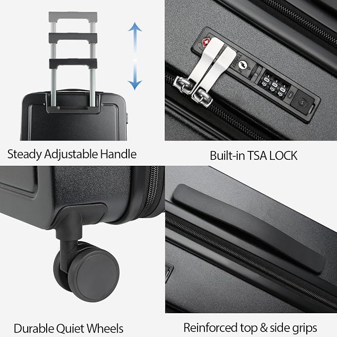 KROSER Carry On Luggage with Spinner Wheels & Built-in TSA Lock, Expandable Top - Image 4