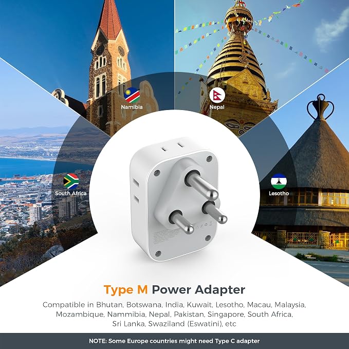 South Africa Plug Adapter 2 Pack, TESSAN Type M Power Adapter - Image 2