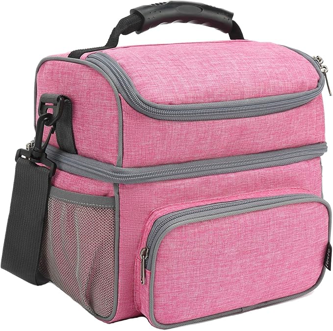 FlowFly Double Layer Cooler Insulated Lunch Bag Adult Lunch Box Large Tote Bag by FlowFly