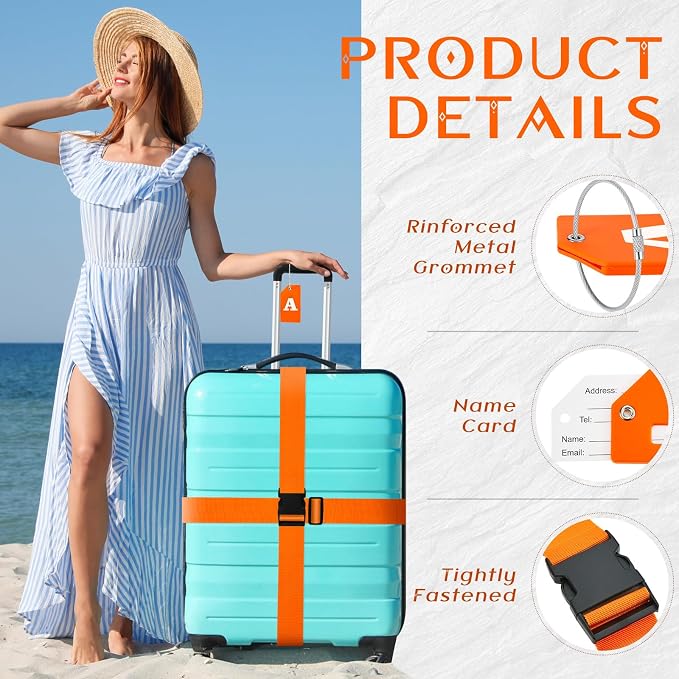 Weewooday 8 Pcs Luggage Straps Suitcase Tags Set - Image 5