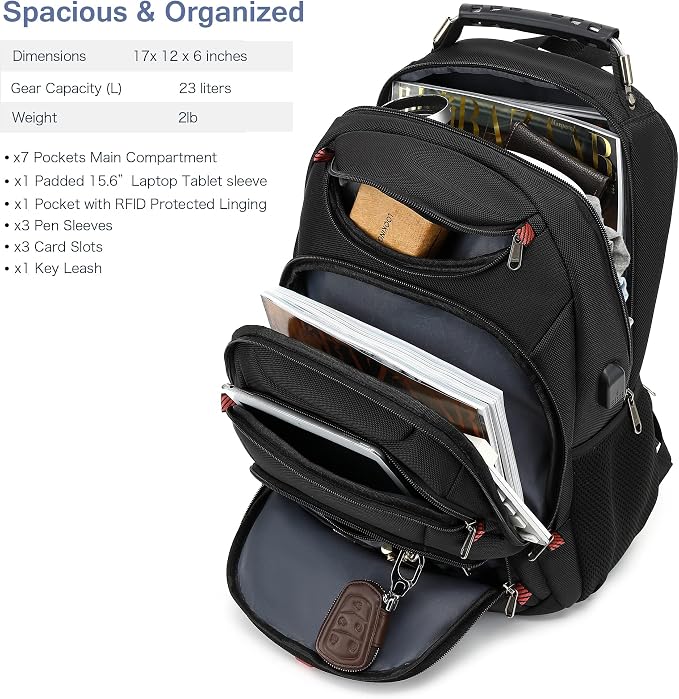 Boniyee Travel Backpack 17.3 Inch, Business Anti-Theft Laptop Bag - Image 2