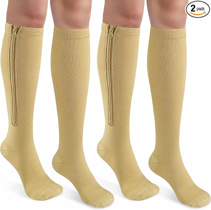 CASMON 2 Pairs Zipper Compression Socks by CASMON
