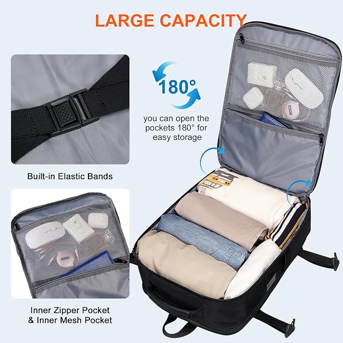 PIJUSHI Travel Backpack for Women Men Expandable Carry on Luggage Backpack - Image 3