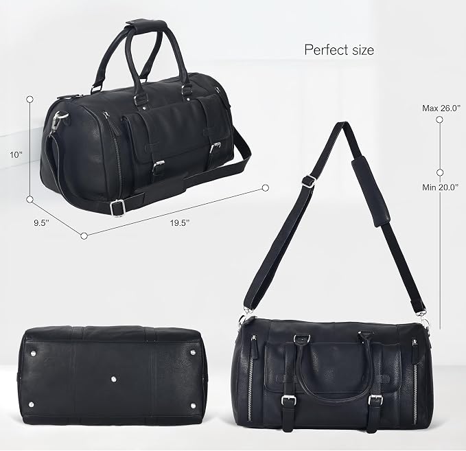Genuine Leather Duffle Bag for Men | Vintage Weekender Travel Bag | Overnight - Image 4