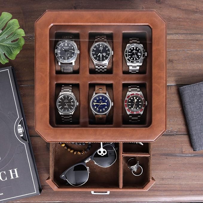 Gift Set 6 Slot Leather Watch Box - Image 4