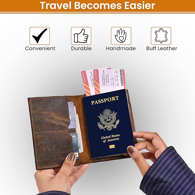 LEATHER VILLAGE Leather Passport Holder Cover – Travel Wallet - Image 2