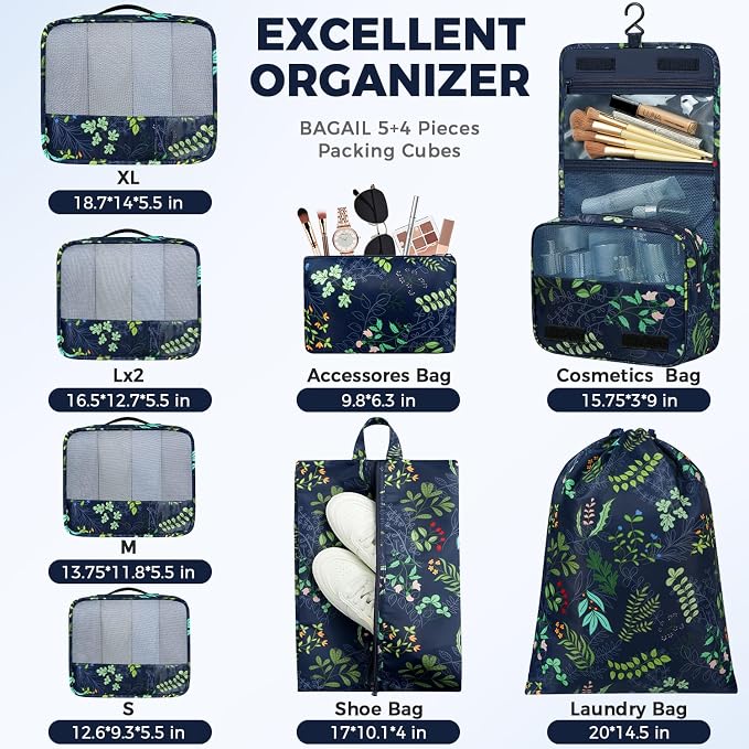 BAGAIL 9 Set Packing Cubes Luggage Packing Organizers - Image 4
