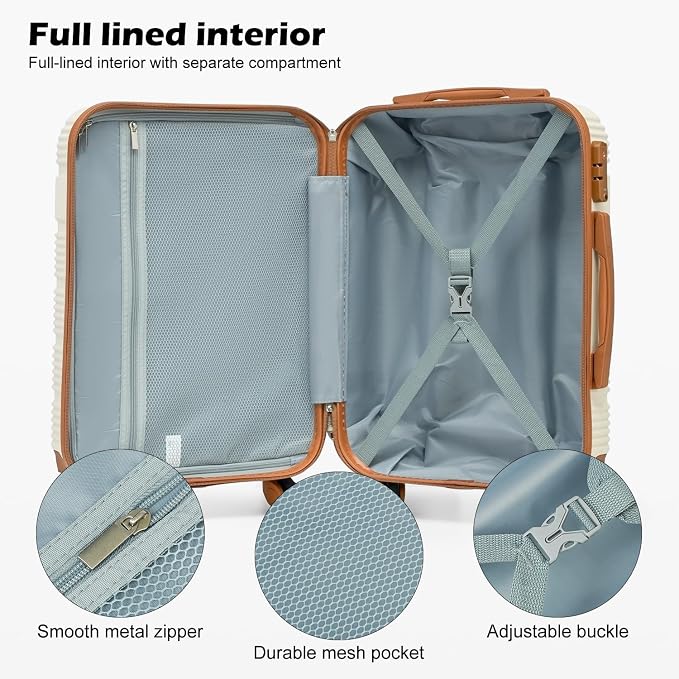 LONG VACATION 3 Piece Carry On Luggage 20 Inch Suitcase - Image 5