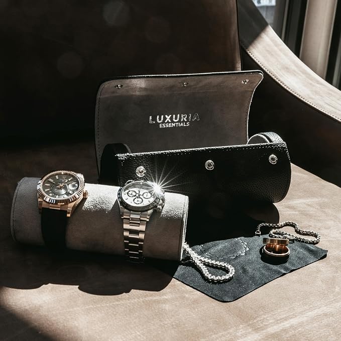 Watch Roll Travel Case for 2 Watches | Hidden Jewelry Storage Compartment - Image 3