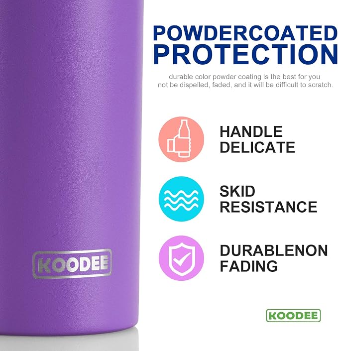 koodee 20 oz Tumbler with Lid and Straw-4 Pack Skinny Tumbler Stainless Steel - Image 3