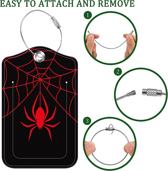 2 PCS Leather Luggage Tags for Suitcase Spider and Spider Web Travel Luggage Tag - Image 4