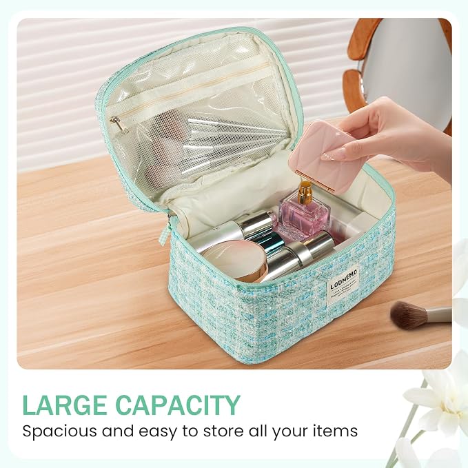 Makeup Bag 3 PCS Quilted Cosmetic Bags - Image 2