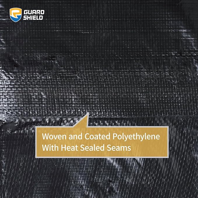 GUARD SHIELD Black Tarp 8x8 Feet Waterproof Tarps Lightweight Camping Tarp - Image 4