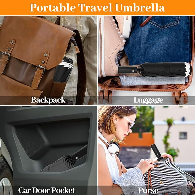 Travel Umbrella Superior, Beautiful & Compact, Large Strong but Light Portable - Image 7