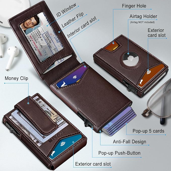 Airtag Wallet for Men, with Money Clip Gift Boxed, Slim Front Pocket Wallet - Image 2