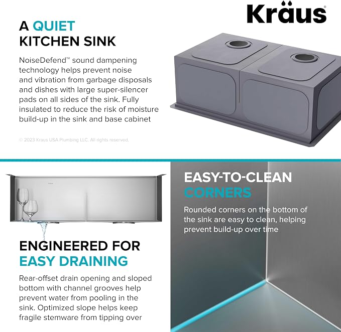 KRAUS Kore 33-Inch Undermount Workstation 16 Gauge Double Bowl Stainless Steel - Image 11