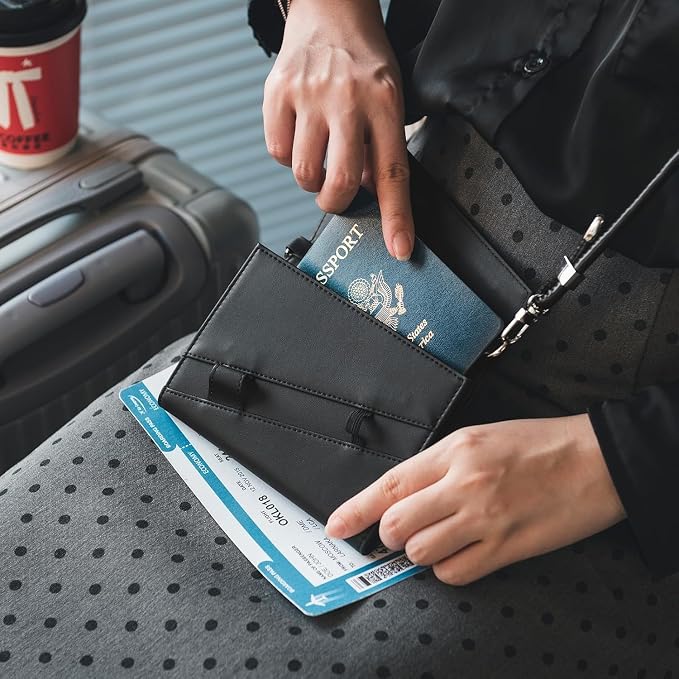 Real Leather Wallet RFID Blocking Passport Holder - Image 7