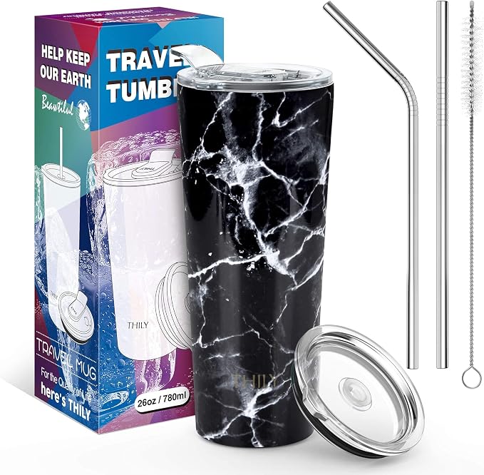THILY Stainless Steel Vacuum Insulated Tumbler Travel Mug 26 oz Coffee Cup - Image 5