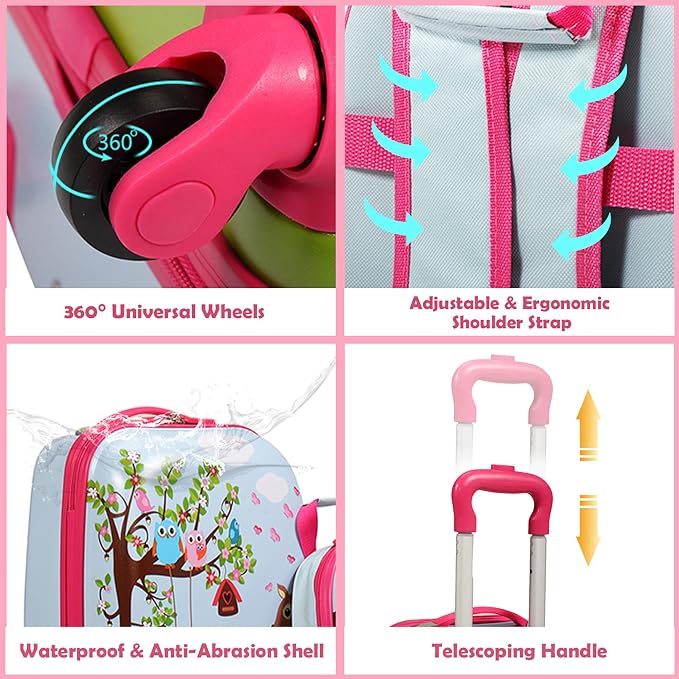 Sandinrayli Kid Luggage Set, 12” Backpack & 16” Kid Carry on Suitcase - Image 4