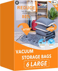 6 Large Vacuum Storage Bags, Plastic Packaging Bags, Space Saver Sealer by GONGSHI
