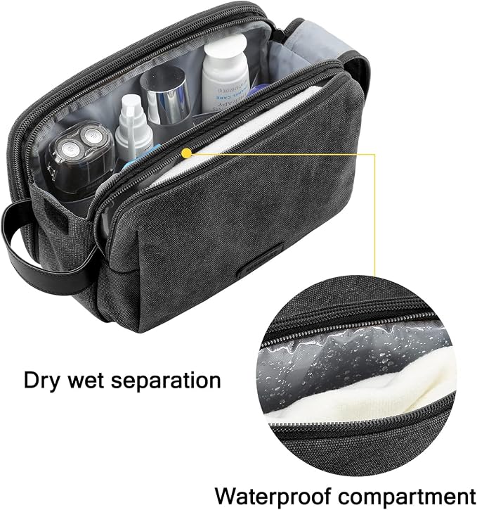 BAGSMART Toiletry Bag for Men, Canvas Travel Toiletry Organizer Dopp Kit - Image 3