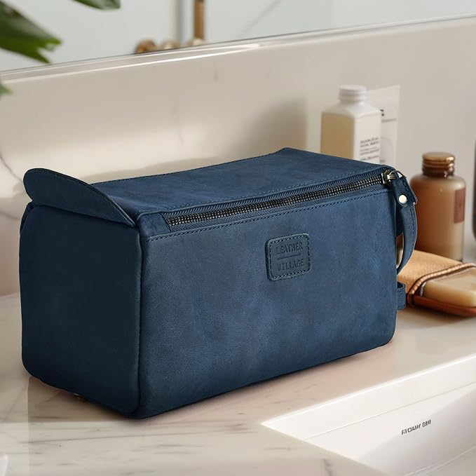 LEATHER VILLAGE Premium Leather Travel Toiletry Bag - Image 7
