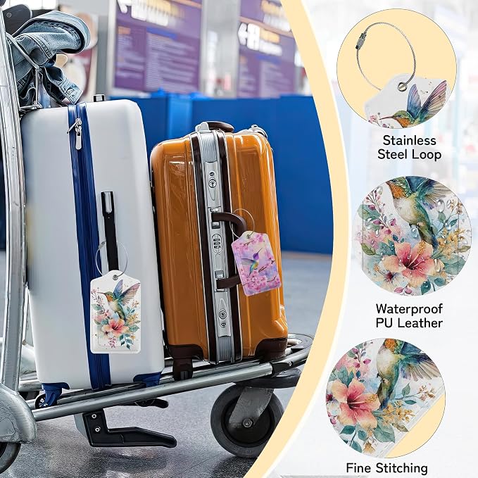 Hummingbird Flowers 3 Pack Luggage Tags - Image 5