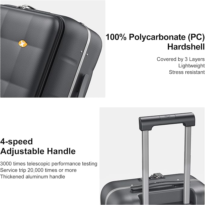 MGB 20 Inch Top Open Carry On Luggage 22x14x9 Airline Approved, Hard Shell - Image 5