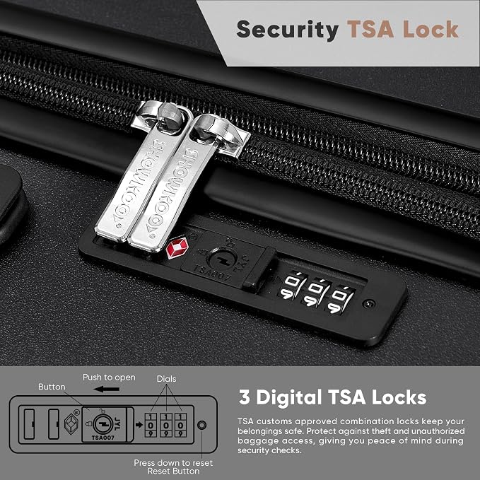 SHOWKOO Luggage Sets 3 Piece 100% PC Ultra Tough Hardside Expandable Suitcases - Image 7
