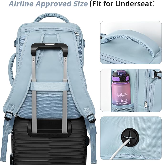 Travel Backpack for Women Men, Travel Laptop Backpack w/USB Charging Port - Image 3