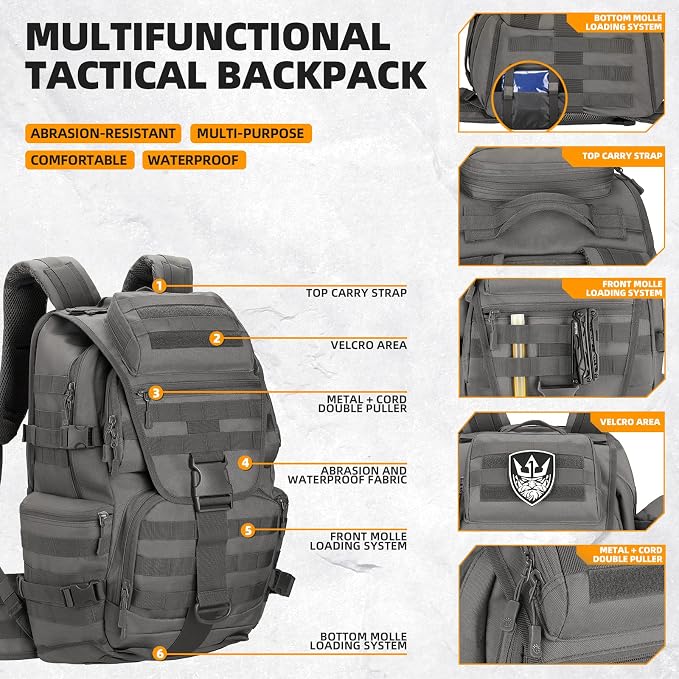 50L Military Tactical Backpack Hiking Waterproof Backpack Large Military Pack 3 - Image 3
