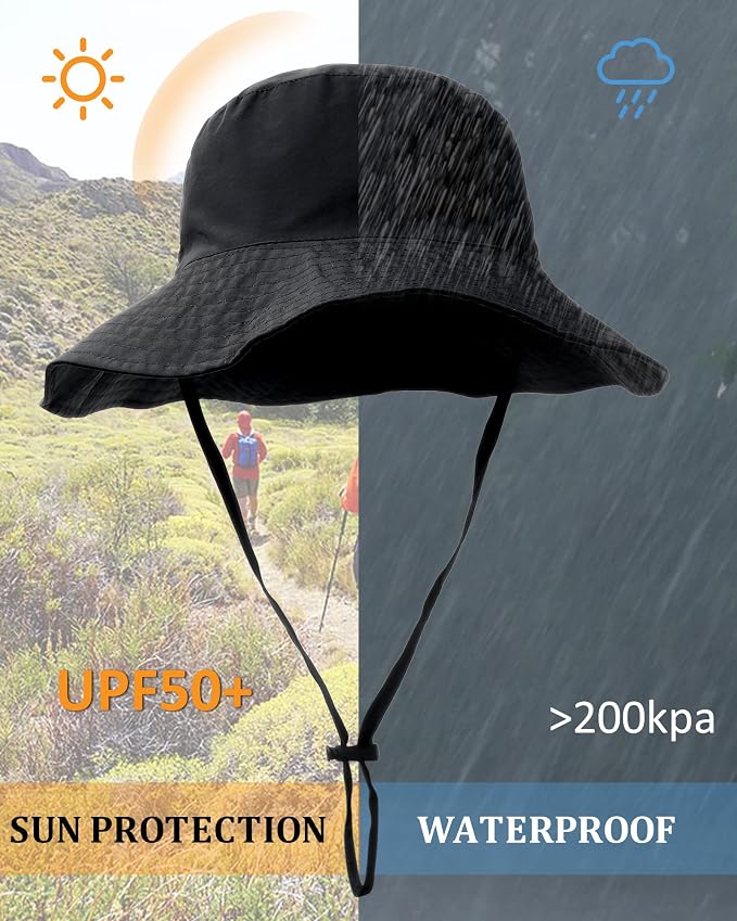 Water-Resistant Sun UPF 50+ Bucket Hat Protection Packable Brimmed Boonie - Image 2