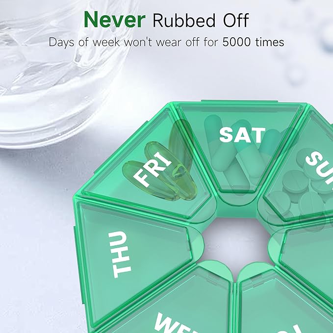 Weekly Pill Organizer, 2 Pack Portable Pill Box Medicine case 6 Colors New - Image 4