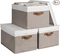 StorageWorks Storage Bins with Lids, Decorative Storage Boxes with Lid and PU by StorageWorks