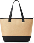 KALIDI Woven Tote Bag for Women, Lightweigh Monogram Beach Bag by KALIDI