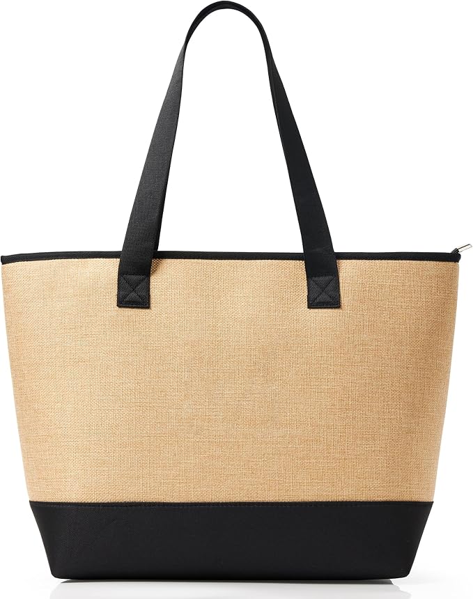 KALIDI Woven Tote Bag for Women, Lightweigh Monogram Beach Bag by KALIDI