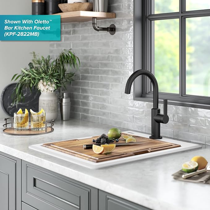 KRAUS Bellucci 18-inch Granite Workstation Drop In Top Mount Single Bowl - Image 5