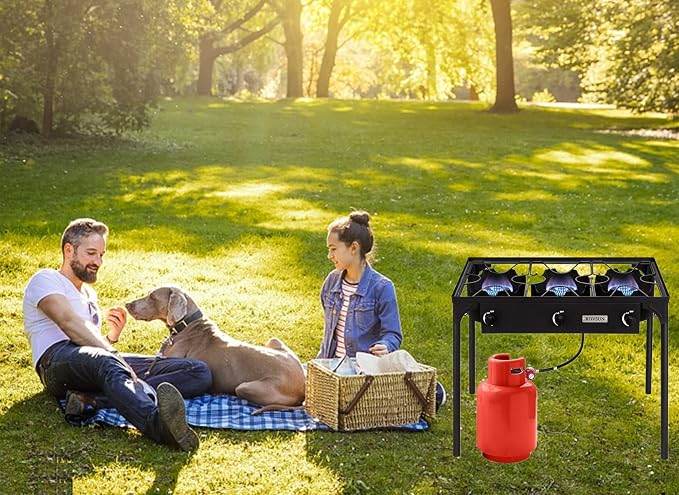 ROVSUN 2/3 Burner Outdoor Propane Gas Stove High Pressure Stand Cooker - Image 2